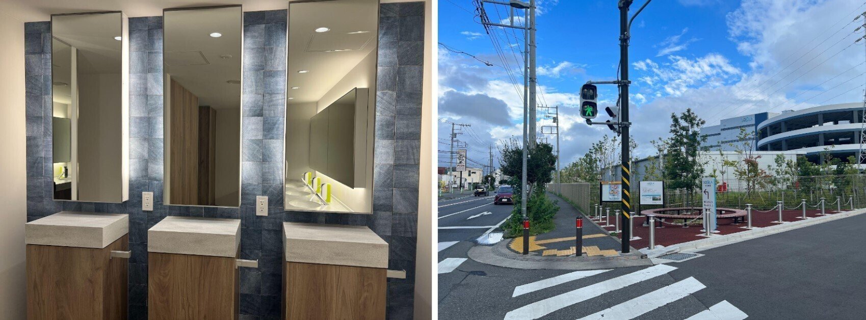 女性用トイレに設置されたパウダールームとポケットパーク